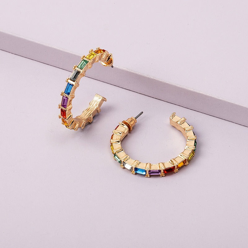 18K Gold Multi-Colored Gem-Set Earrings - Damned Threads